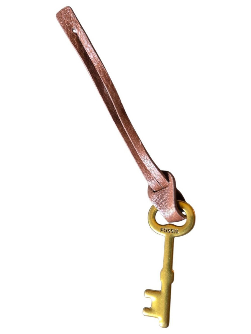 Fossil Key Bag Charm on Brown Leather Strap